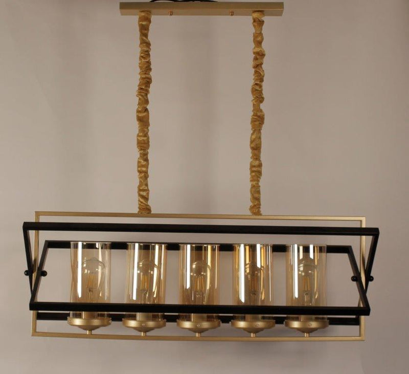 BRASS ANTIQUE GLASS CHANDELIER