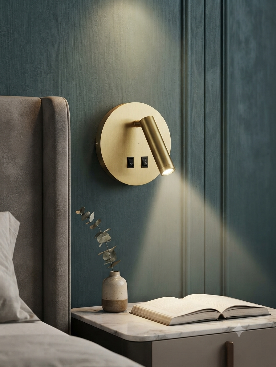 Aurora Luxe Dual-Switch LED Wall Reading Light - Brushed Brass