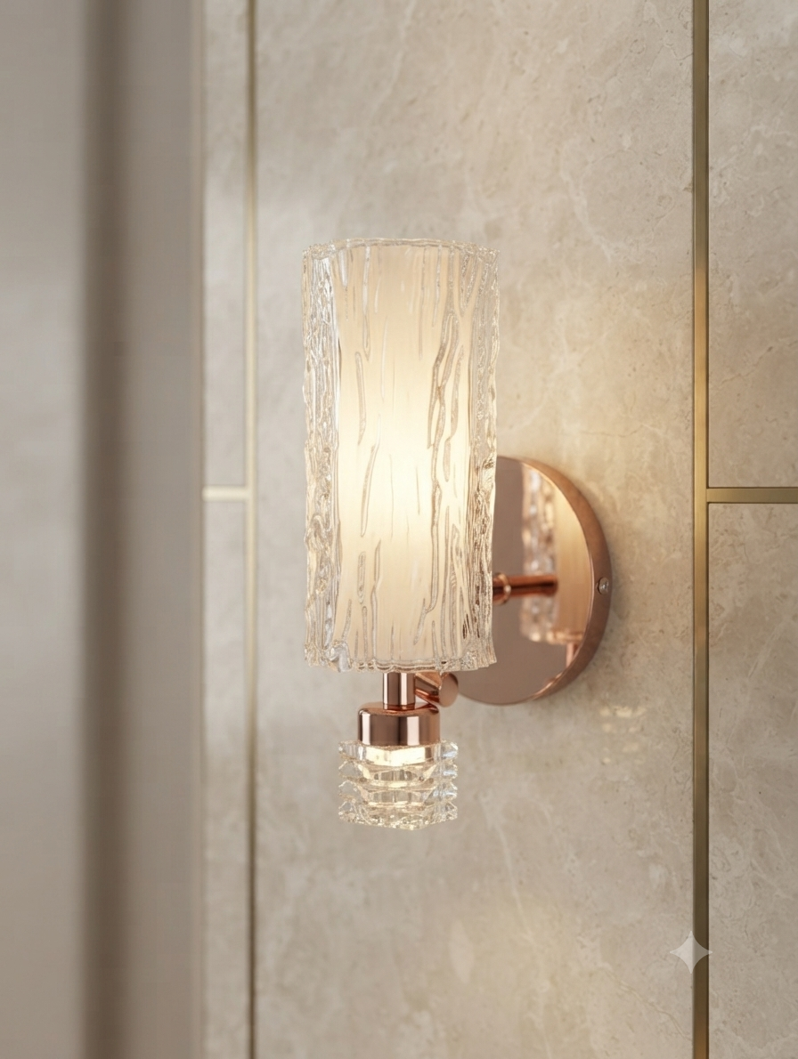 Luxury Rose Gold Crystal Glass LED Wall Light