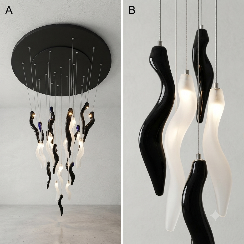 Luxury Artistic Glass Spiral Hanging Chandelier
