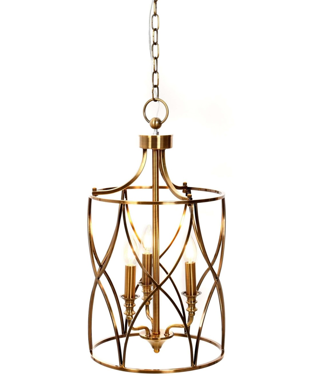 VINTAGE 3-LIGHT METAL CAGE PENDANT LIGHT