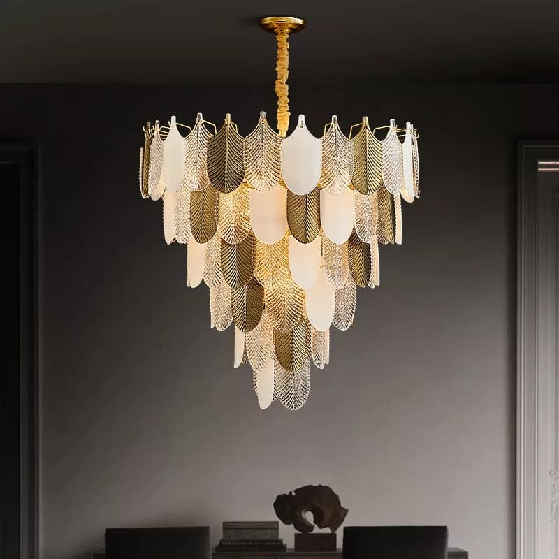 MULTI SHADE FEATHER CHANDELIER