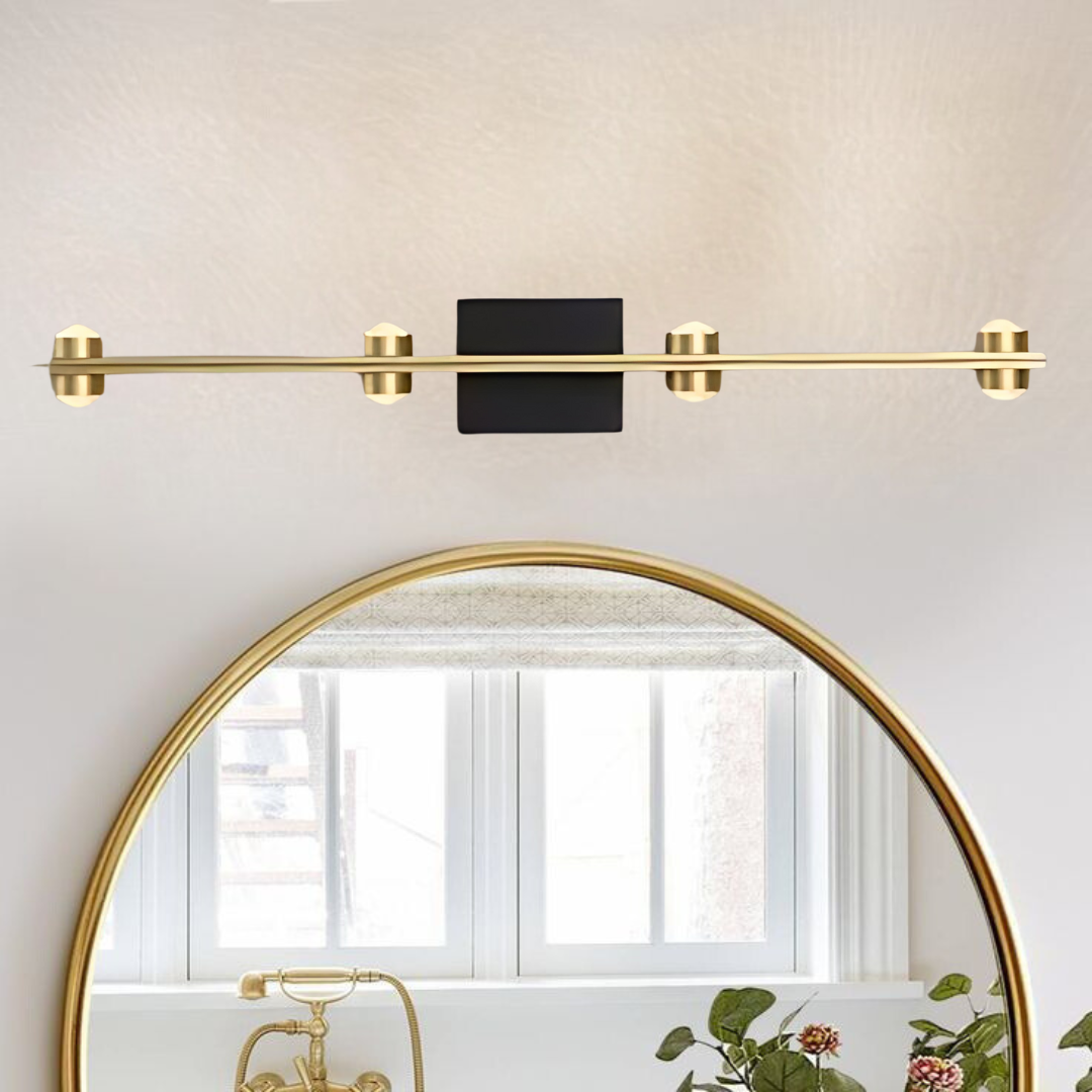 gold mirror light with black base