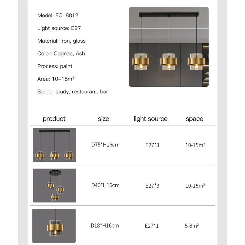 HANGING GLASS METAL PENDANT LIGHT