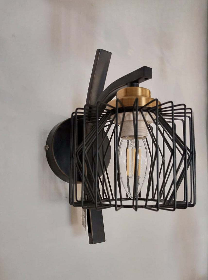 MODERN BLACK CAGE WALL LAMP