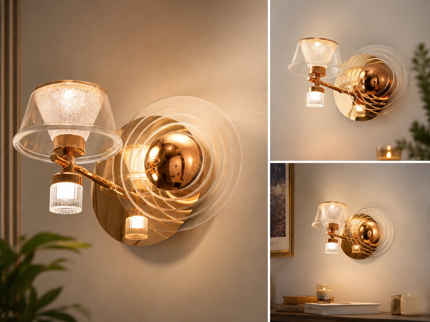 Luxury Rose Gold Crystal Wall Light