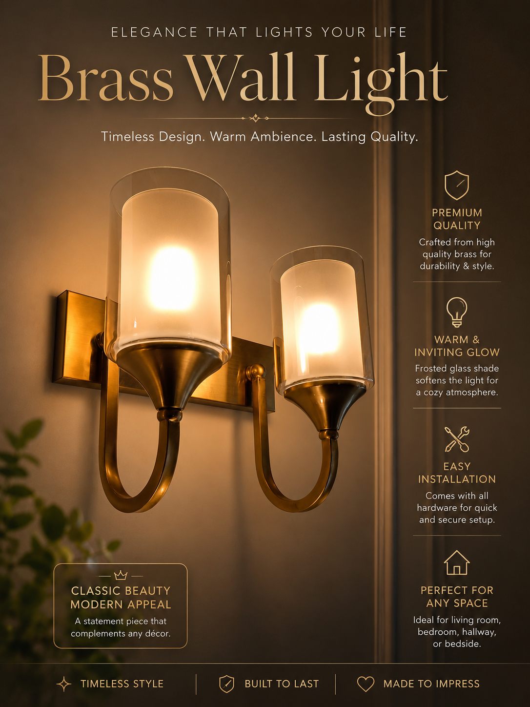 Elegant Dual Glass Wall Lamp