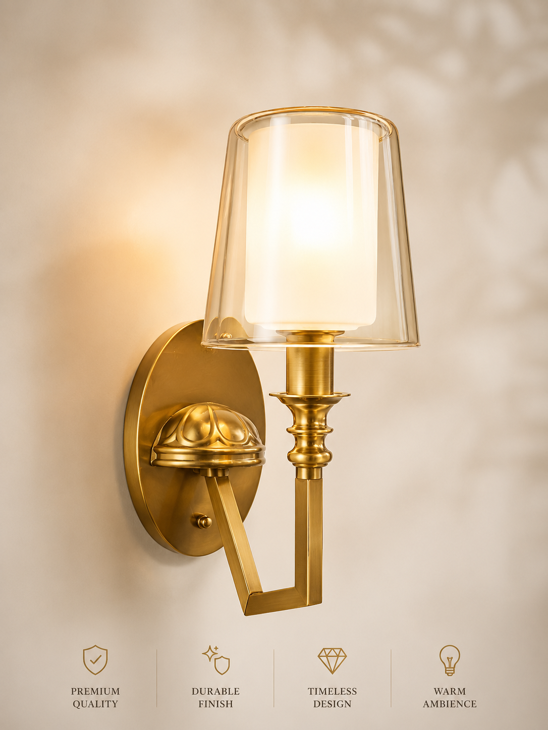 Luxury Gold Glass Wall Sconce Modern Decorative Wall Light