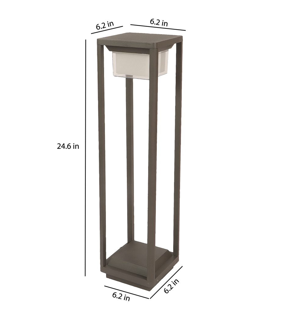 Tall cylindrical lamp with dimensions labeled on a white background