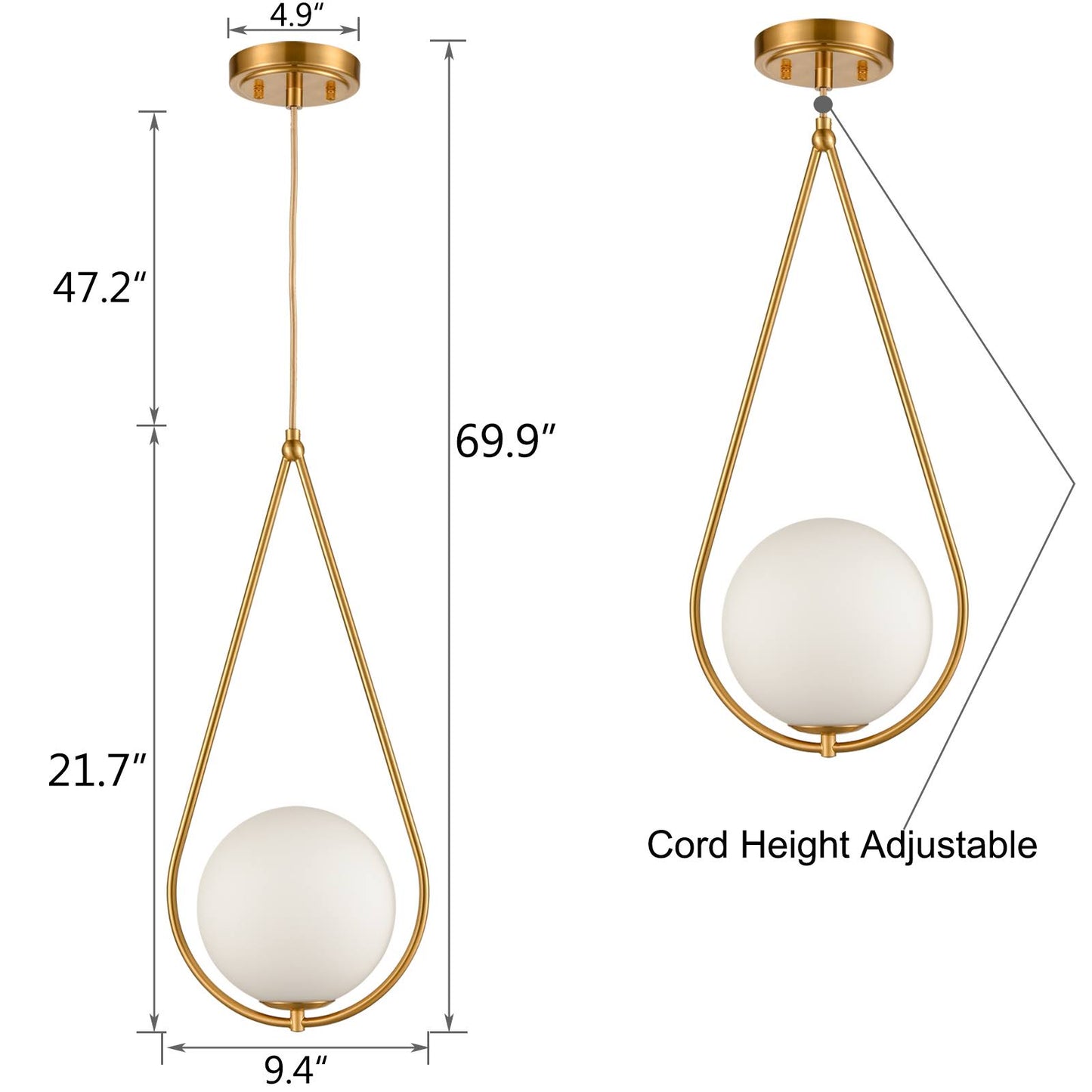 MODERN BRASS GLOBE PENDANT LIGHT