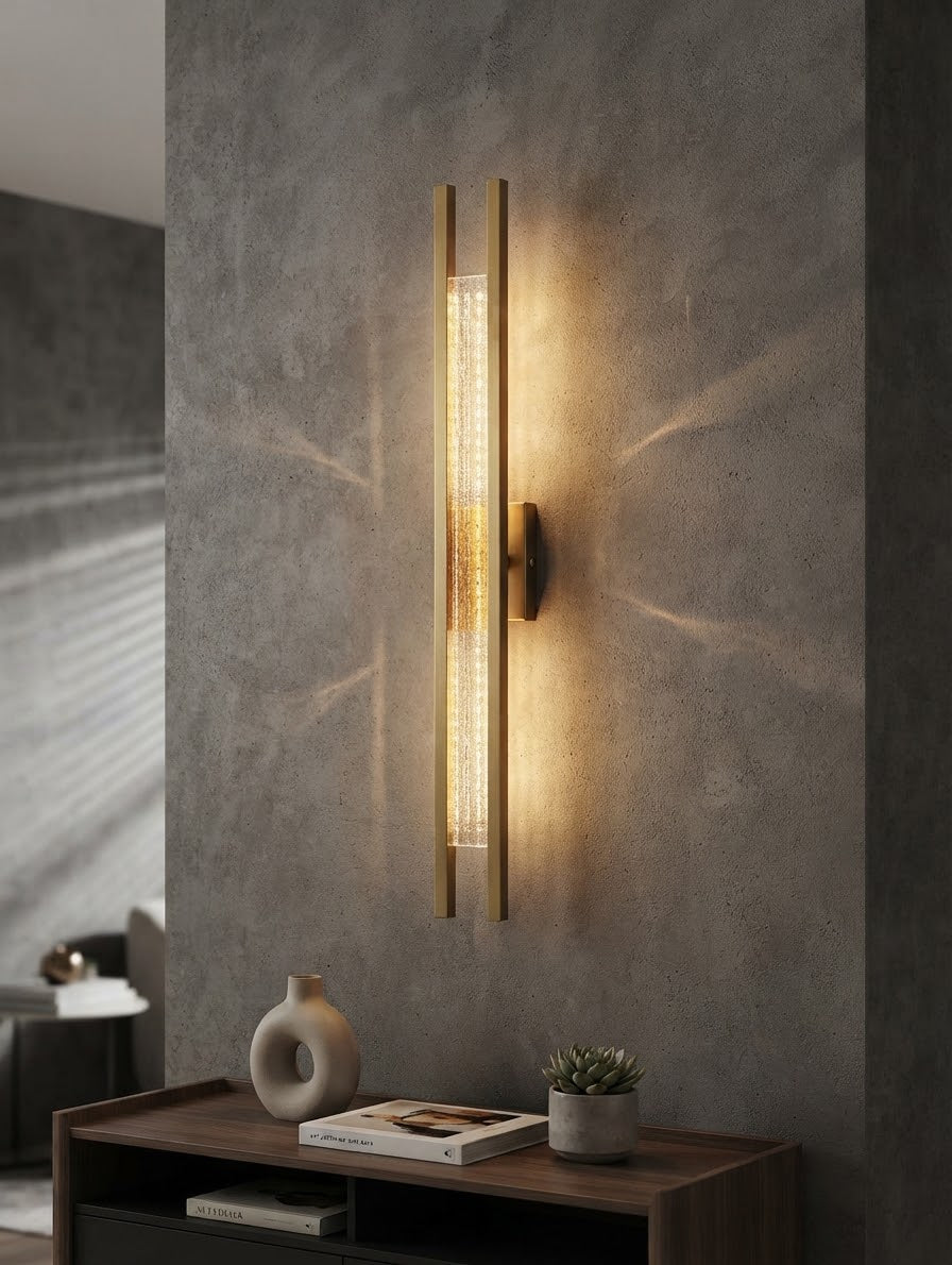 Luxury Gold Crystal LED Wall Light – Modern Vertical Wall Sconce
