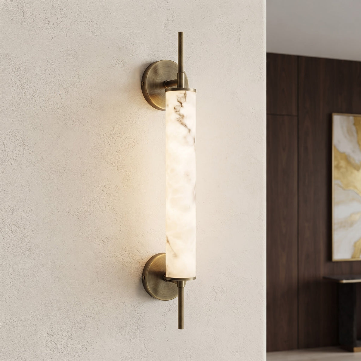 Luxury Marble Texture Brass Wall Light â Modern Elegant Design
