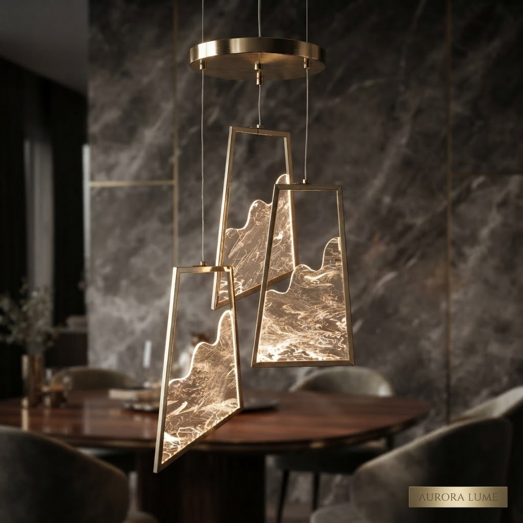 Luxury Golden Marble-Effect LED Hanging Light | Modern Decorative Pendant Light