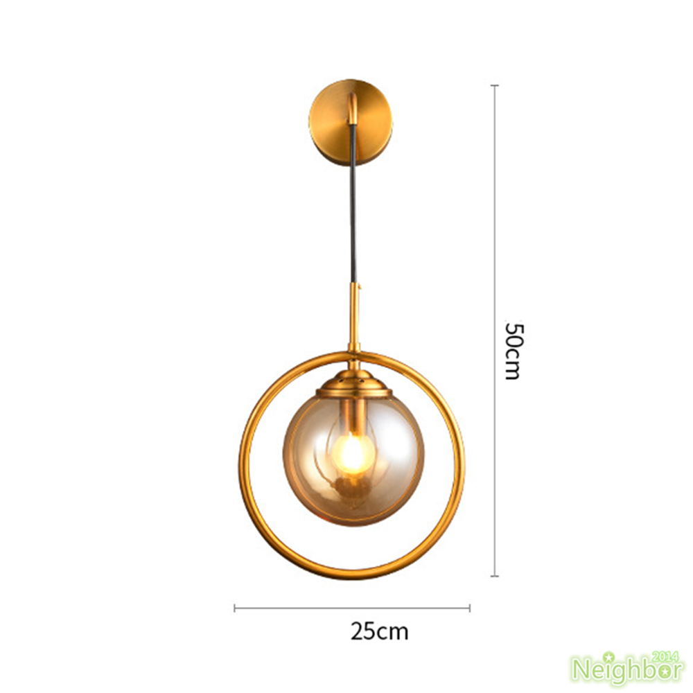 MODERN LED WALL LAMP GLASS BALL WITH GOLD RING