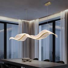 Modern Wave LED Hanging Light Luxury Gold Pendant Chandelier for Dining Room & Kitchen