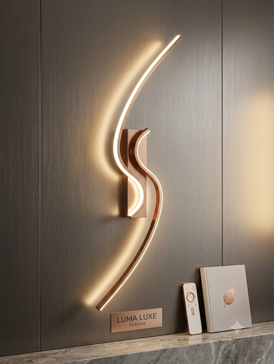 Aura Luxe S-Curve LED Wall Light – Premium Rose Gold