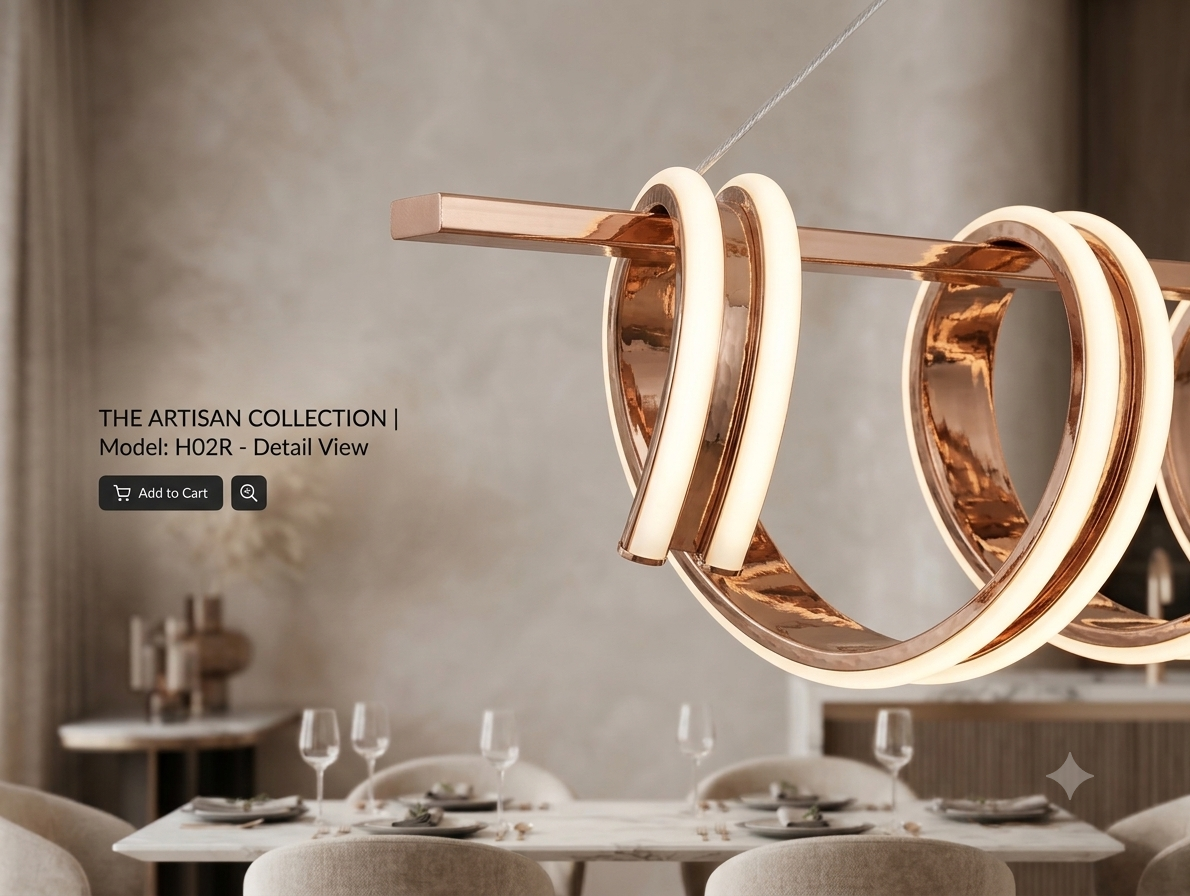 Luxury Rose Gold Wave LED Hanging Light – Modern Designer Pendant Chandelier