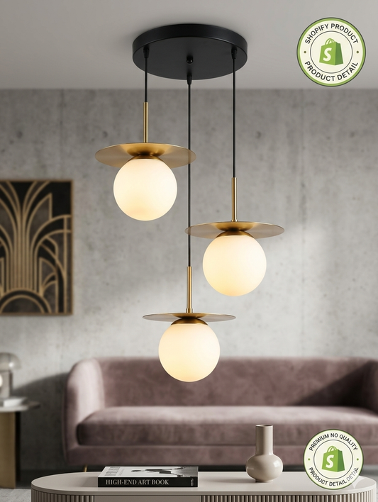 Aura Nordic Disc Pendant Light Minimalist Frosted Glass Globe Hanging Light