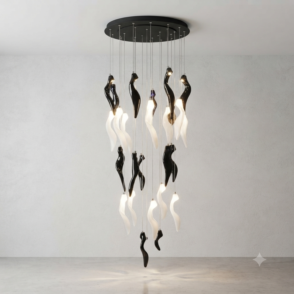 Luxury Artistic Glass Spiral Hanging Chandelier