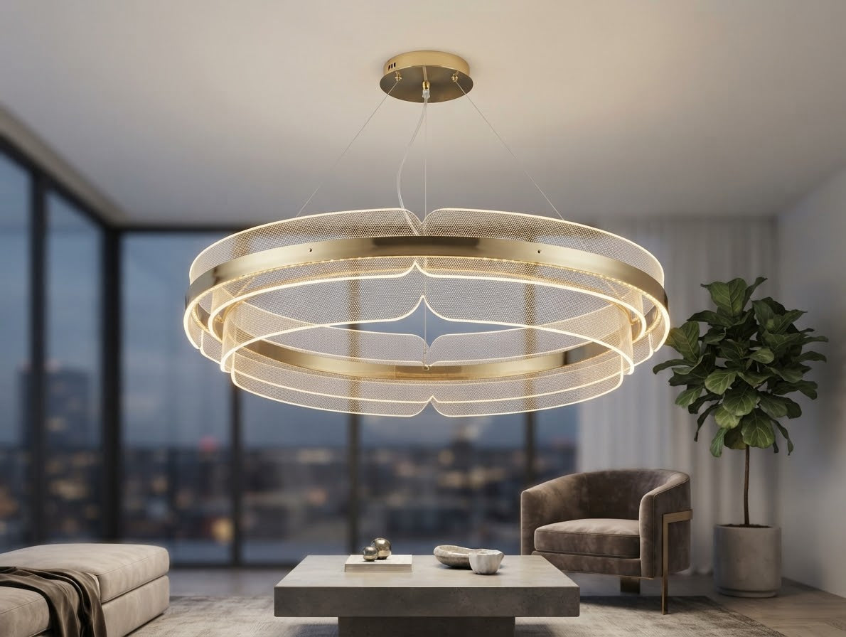 Modern Luxury LED Hanging Light – Multi-Ring Designer Chandelier | Premium Ceiling Pendant