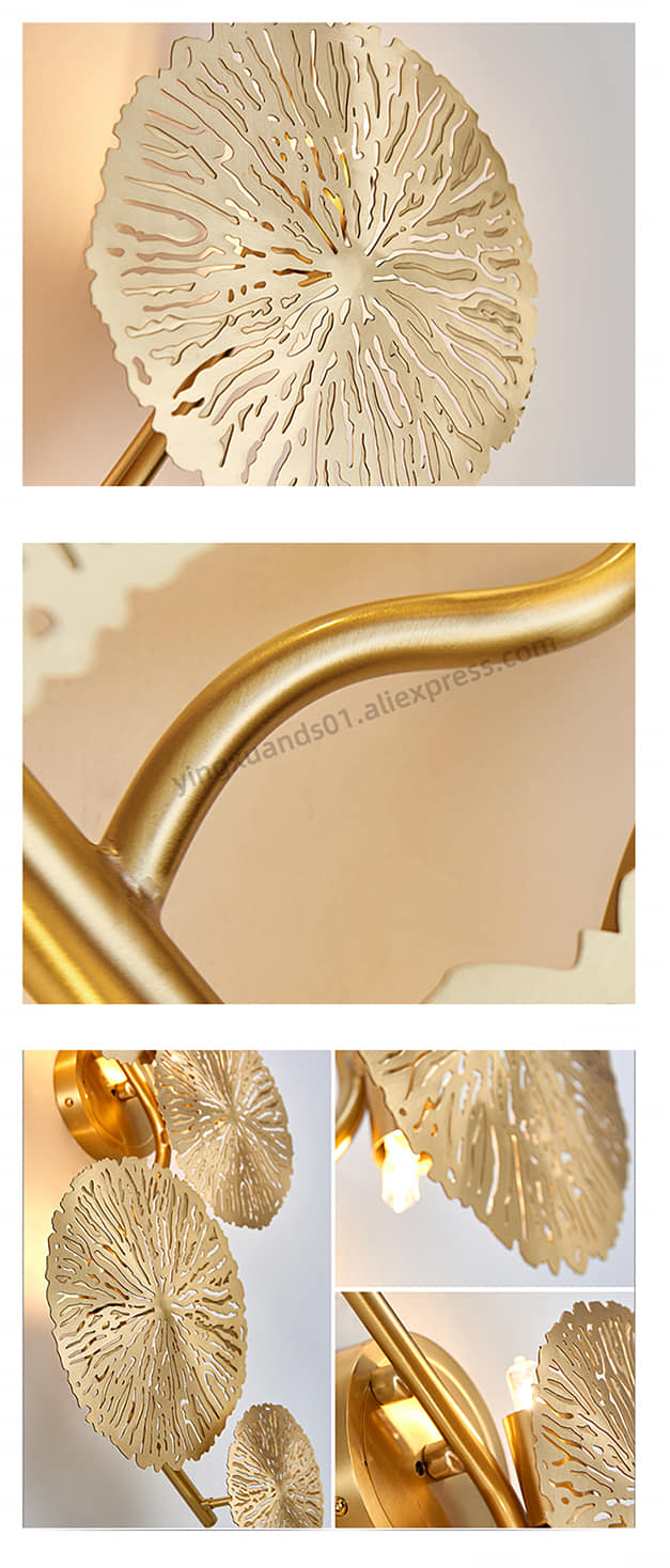 NORDIC GOLD LOTUS LEAF WALL LIGHT