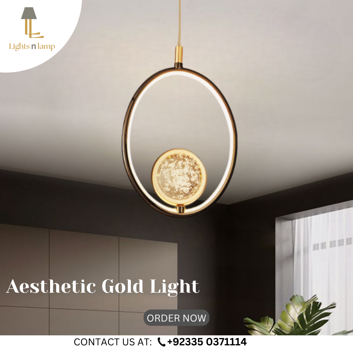CRYSTAL LED GOLD RING PENDANT LIGHT