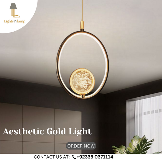 CRYSTAL LED GOLD RING PENDANT LIGHT