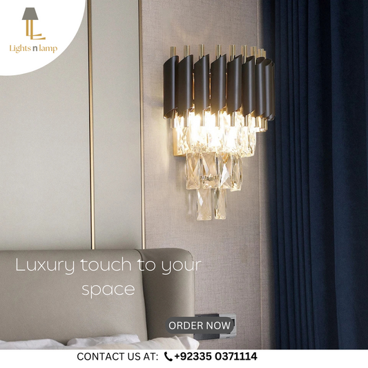 LUXURY CRYSTAL WALL LIGHT Black & Gold