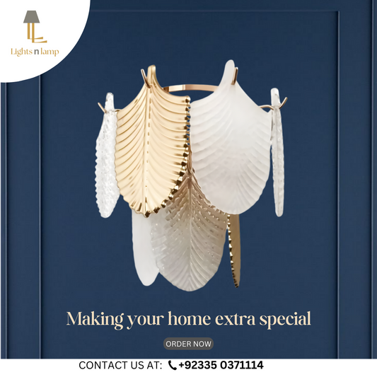 ELEGANT FEATHER WALL SCONCE WHITE & GOLD