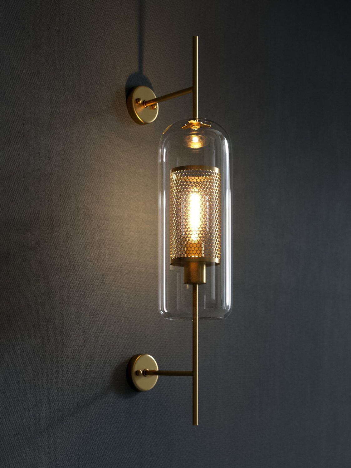 Luxora Modern Glass & Brass Wall Light
