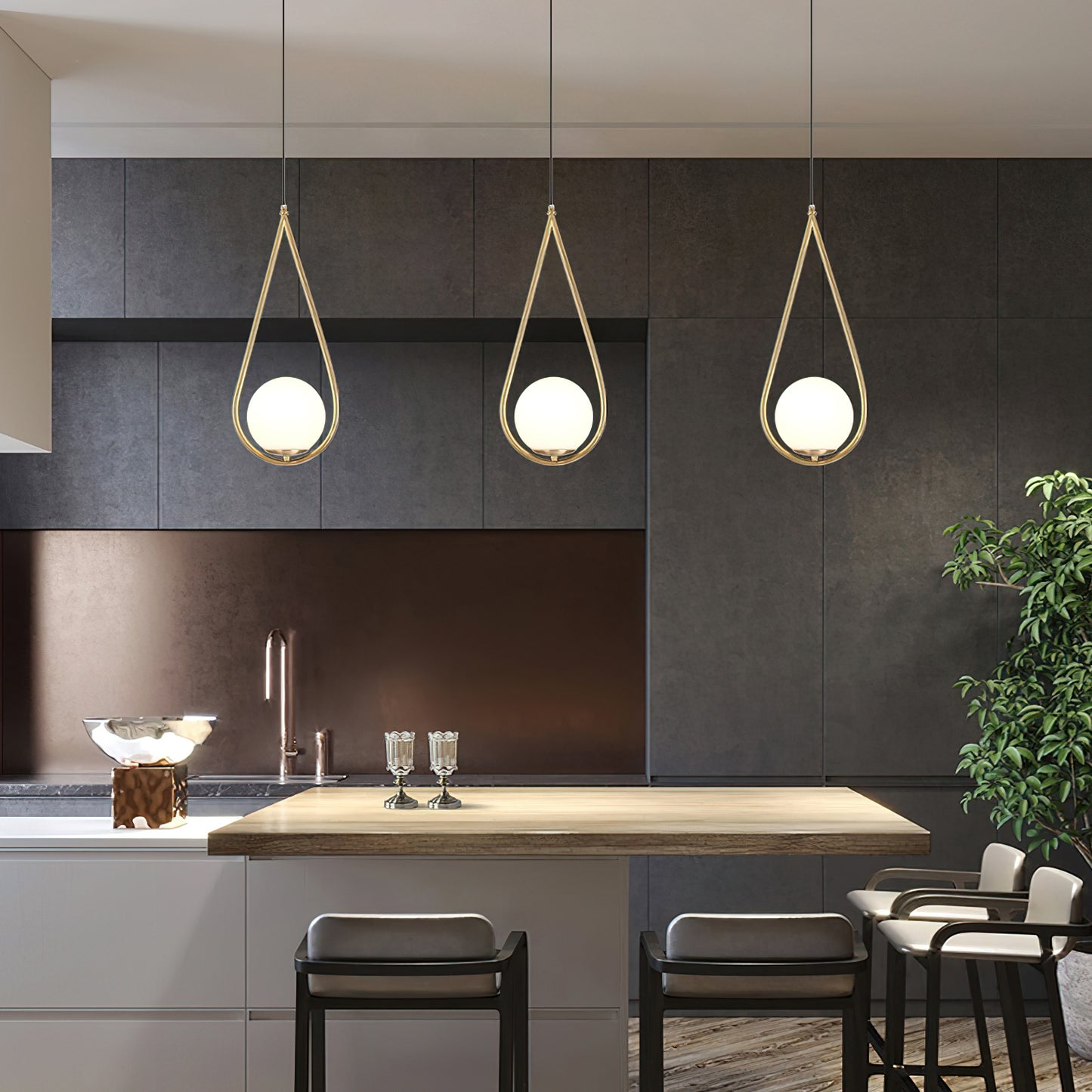 MODERN BRASS GLOBE PENDANT LIGHT