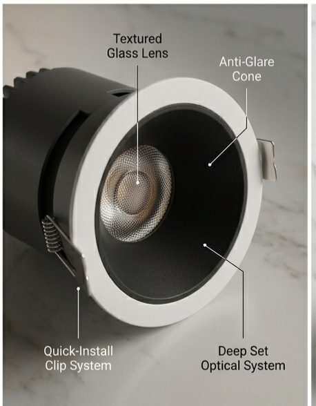 Premium 3-Inch Deep Cone COB LED Downlight – 8W Anti-Glare Recessed Spotlight