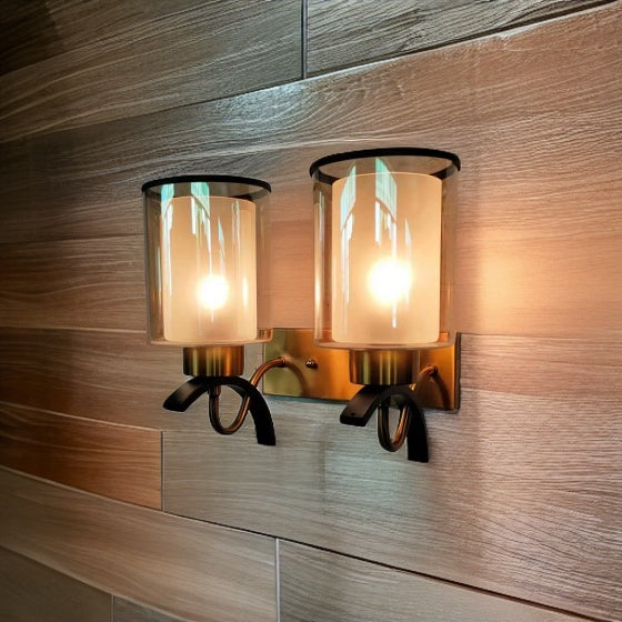 ANTIQUE COPPER AND BLACK WALL LAMP