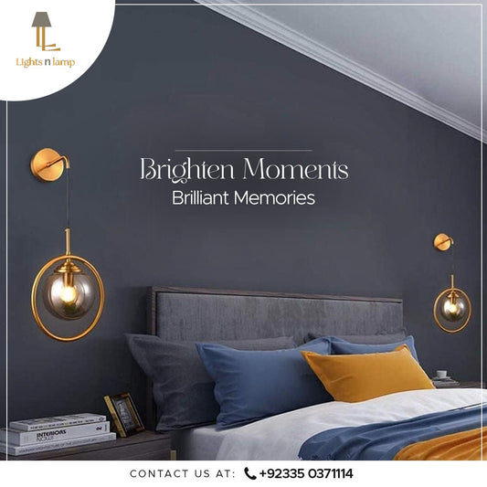 MODERN LED WALL LAMP GLASS BALL WITH GOLD RING