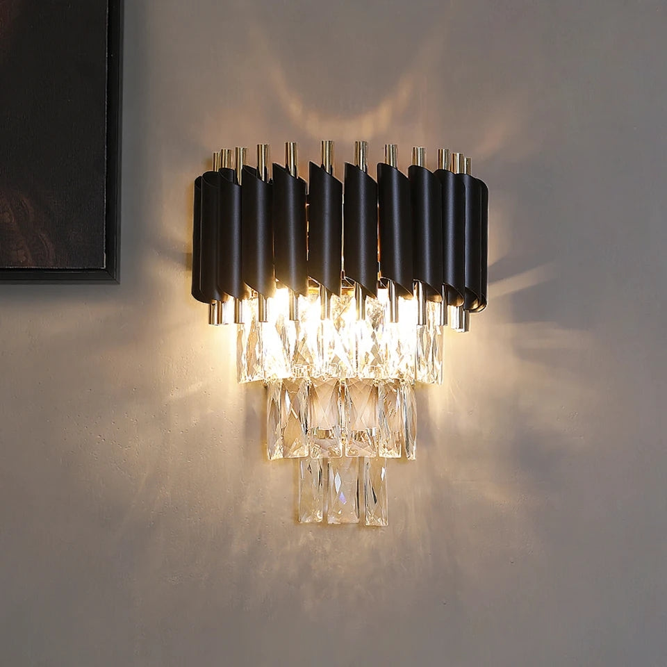 LUXURY CRYSTAL WALL LIGHT Black & Gold