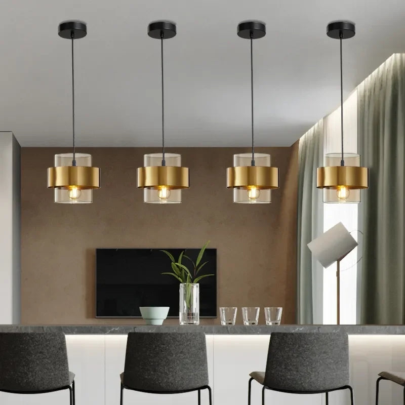 HANGING GLASS METAL PENDANT LIGHT