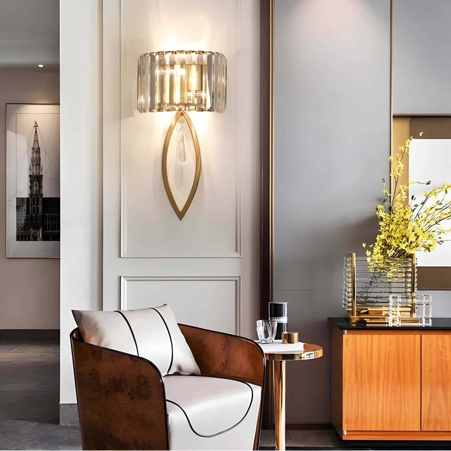 LED GOLD MODERN CANDLE WALL LIGHT