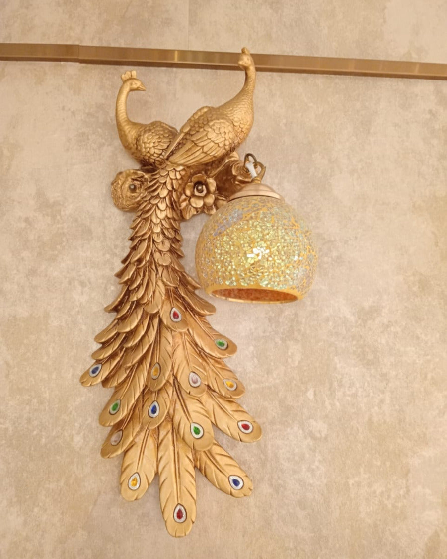 DECORATIVE PEACOCK WALL LIGHT