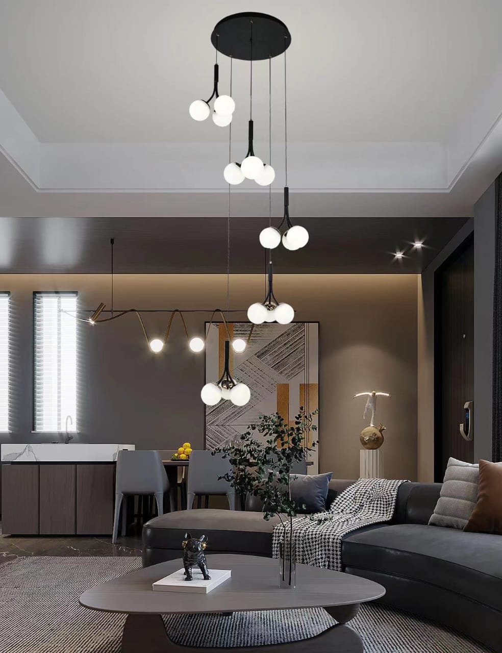 black & white chandelier for living room