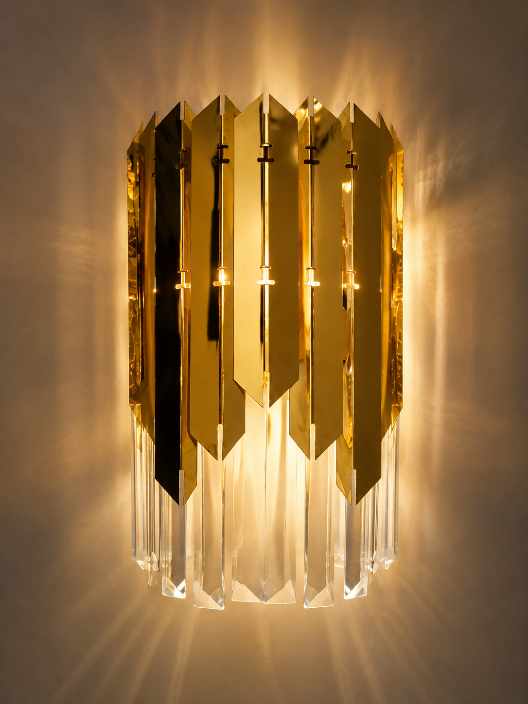 Luxury Crystal Gold LED Wall Light – Modern Crystal Wall Sconce for Living Room, Bedroom & Hallway