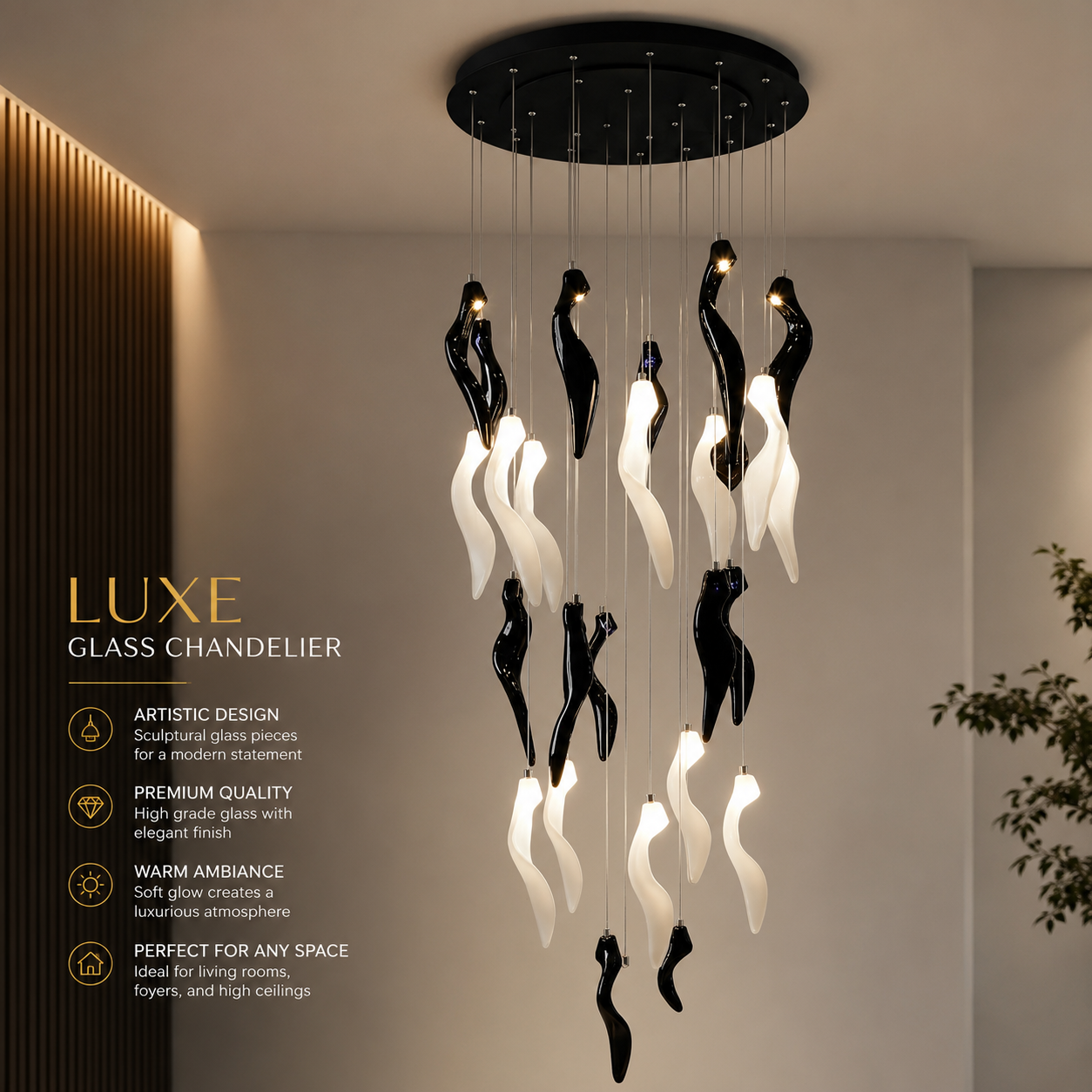 Luxury Artistic Glass Spiral Hanging Chandelier