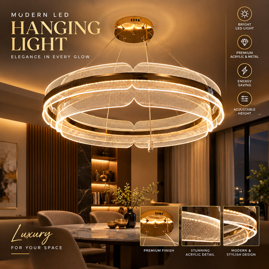 Modern Luxury LED Hanging Light – Multi-Ring Designer Chandelier | Premium Ceiling Pendant