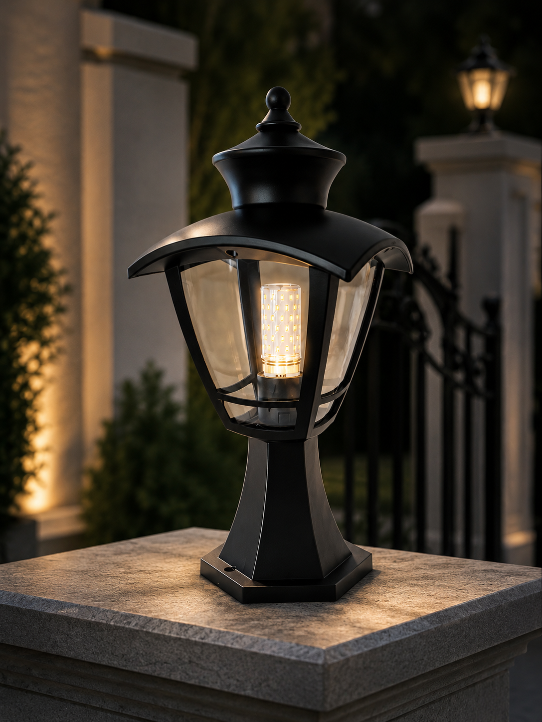 Premium Black Outdoor Gate & Pillar Light | Modern Boundary Wall Lantern