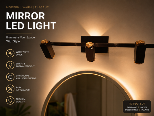 Luxury Wooden Gold LED Mirror Light