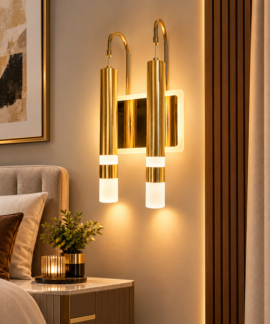 Modern Gold LED Wall Light – Luxury Double Tube Desi