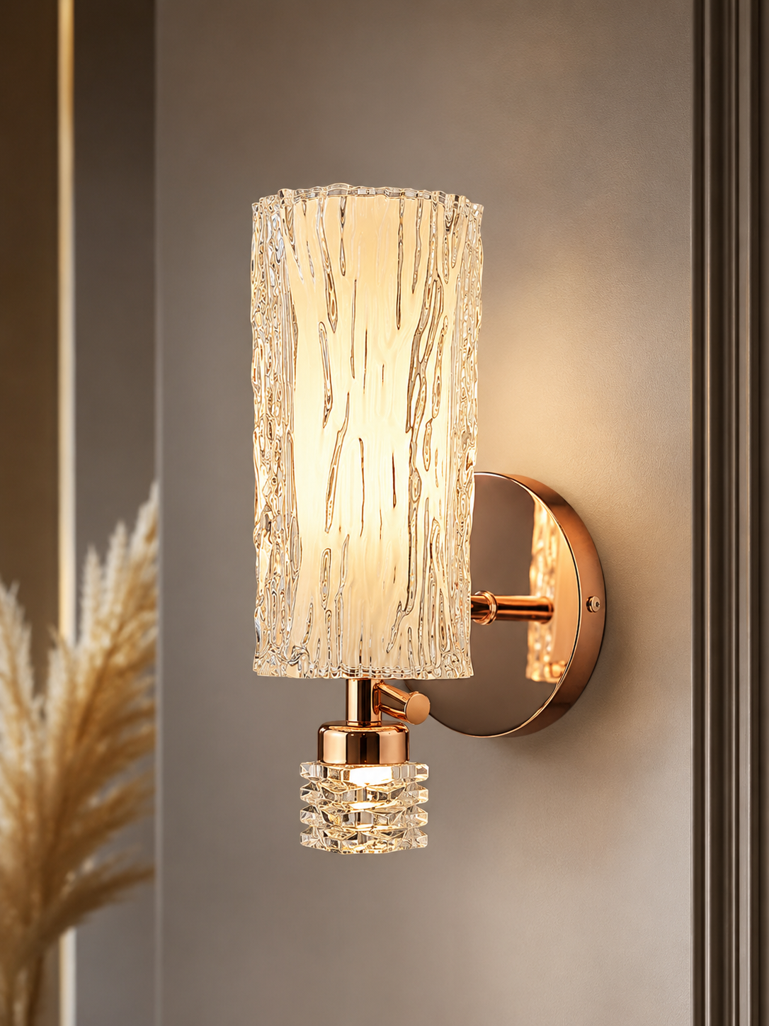 Luxury Rose Gold Crystal Glass LED Wall Light