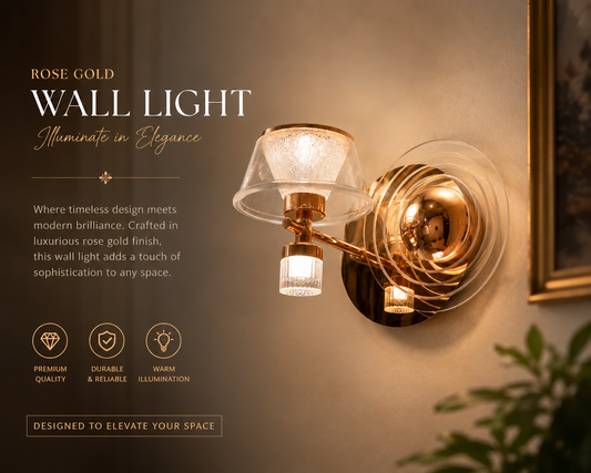 Luxury Rose Gold Crystal Wall Light