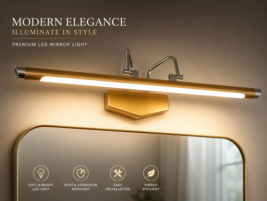 Luxury Gold LED Mirror Light – Modern Bathroom Vanity Wall Lamp | Warm White | Premium Aluminum Finish