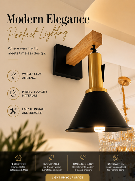 Nordic Luxe Wooden Wall Light
