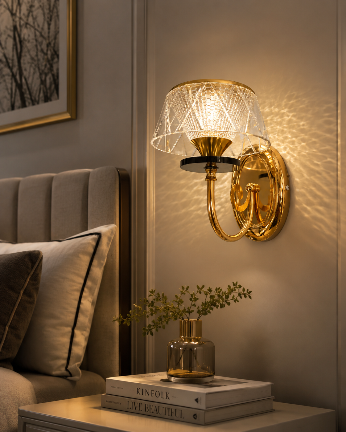 Luxury Crystal Gold Wall Light | Premium Decorative LED/Wall Sconce